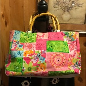 Bueno handbag tote bamboo handles